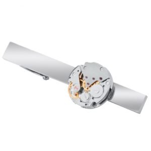 Men’s tie clip set for regular skinny ties -Silver watch - Image 2