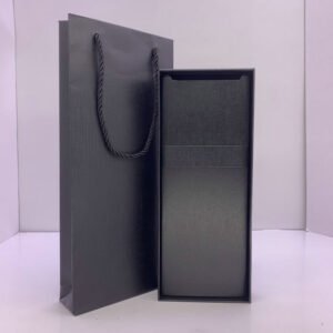 Leather Cufflink Tie Clip Box -Black - Image 2