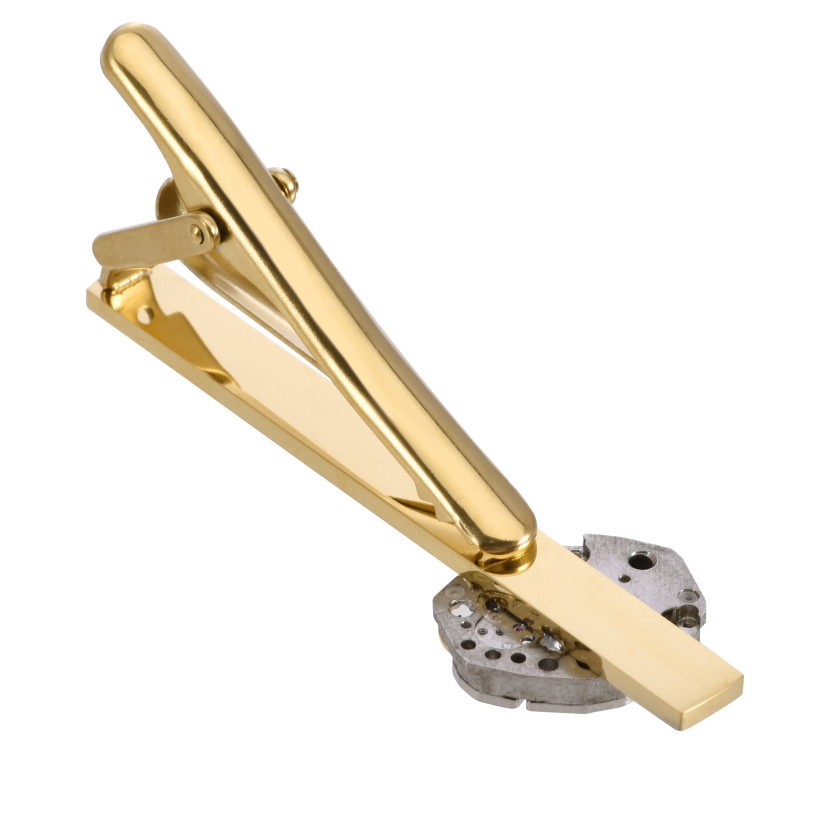 Men’s tie clip set for regular skinny ties -Gold watch - Image 2