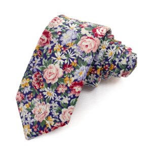 Men Floral Ties Woven Classic 3.4" Necktie Set Formal tie Pocket Square for Wedding with Handkerchief Gift Box - cotton tie - Image 6