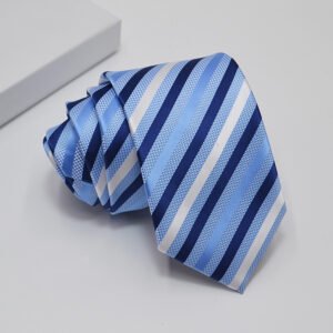 Mens Striped Tie  Woven Necktie Set Wedding Business Formal Gift Tie for Men - Image 2