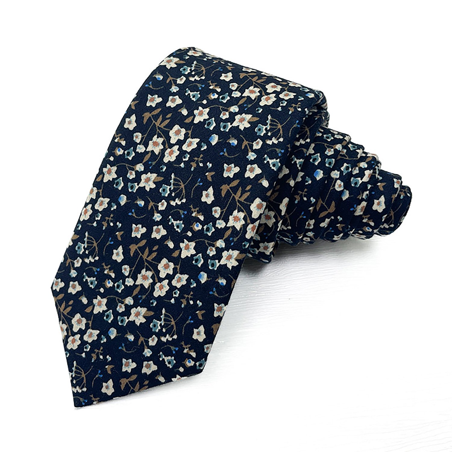 Men Floral Ties Woven Classic 3.4" Necktie Set Formal tie Pocket Square for Wedding with Handkerchief Gift Box - cotton tie - Image 11