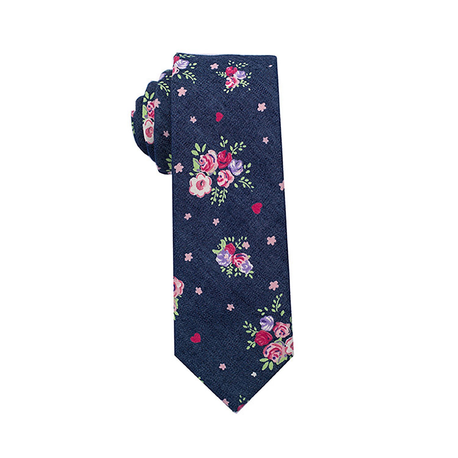 Men Floral Ties Woven Classic 3.4" Necktie Set Formal tie Pocket Square for Wedding with Handkerchief Gift Box - cotton tie - Image 3