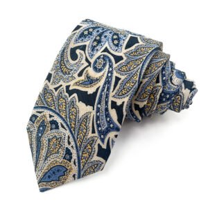 Men Floral Ties Woven Classic 3.4" Necktie Set Formal tie Pocket Square for Wedding with Handkerchief Gift Box - cotton tie - Image 5
