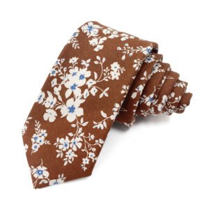 Men Floral Ties Woven Classic 3.4" Necktie Set Formal tie Pocket Square for Wedding with Handkerchief Gift Box - cotton tie - Image 7
