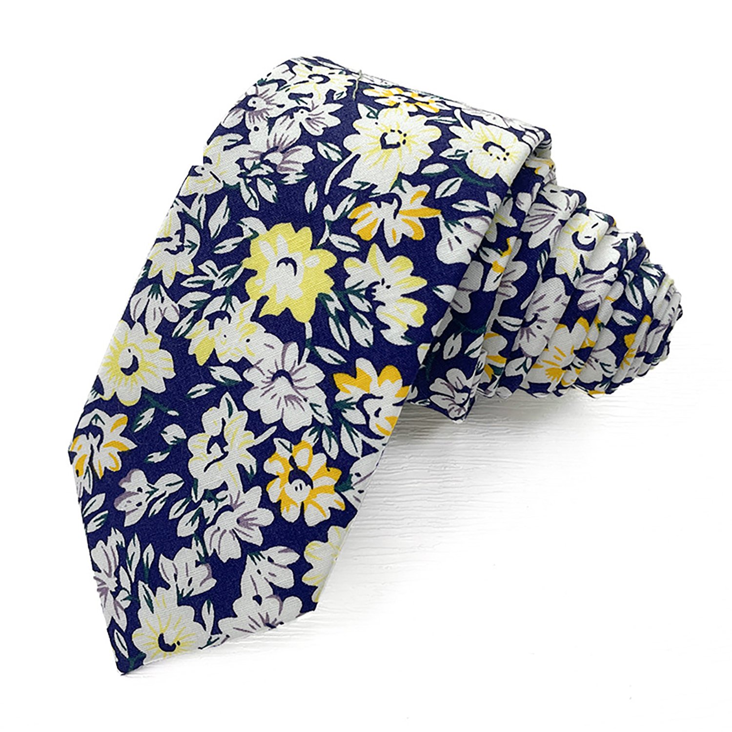Men Floral Ties Woven Classic 3.4" Necktie Set Formal tie Pocket Square for Wedding with Handkerchief Gift Box - cotton tie - Image 8