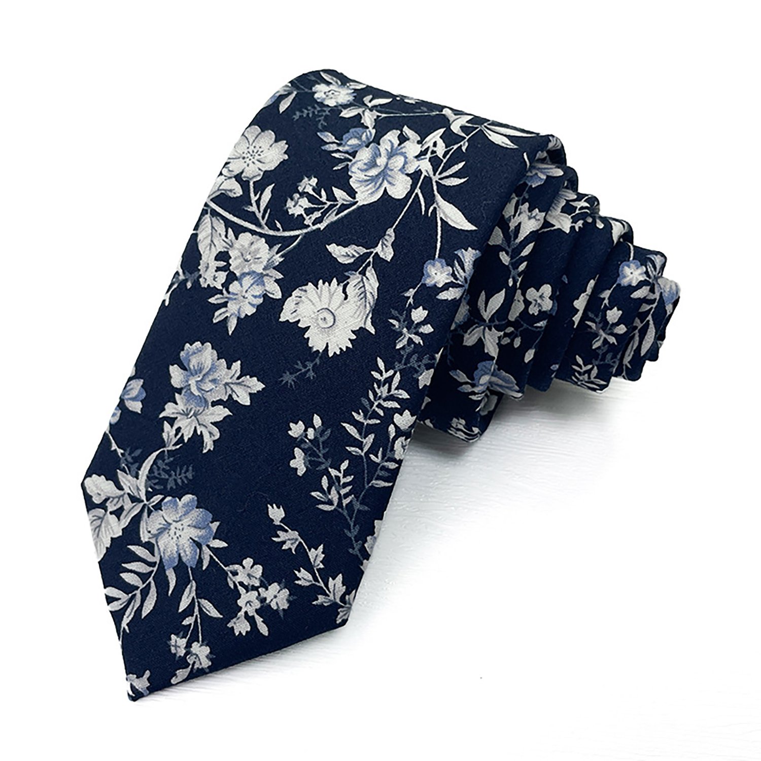 Men Floral Ties Woven Classic 3.4" Necktie Set Formal tie Pocket Square for Wedding with Handkerchief Gift Box - cotton tie - Image 9